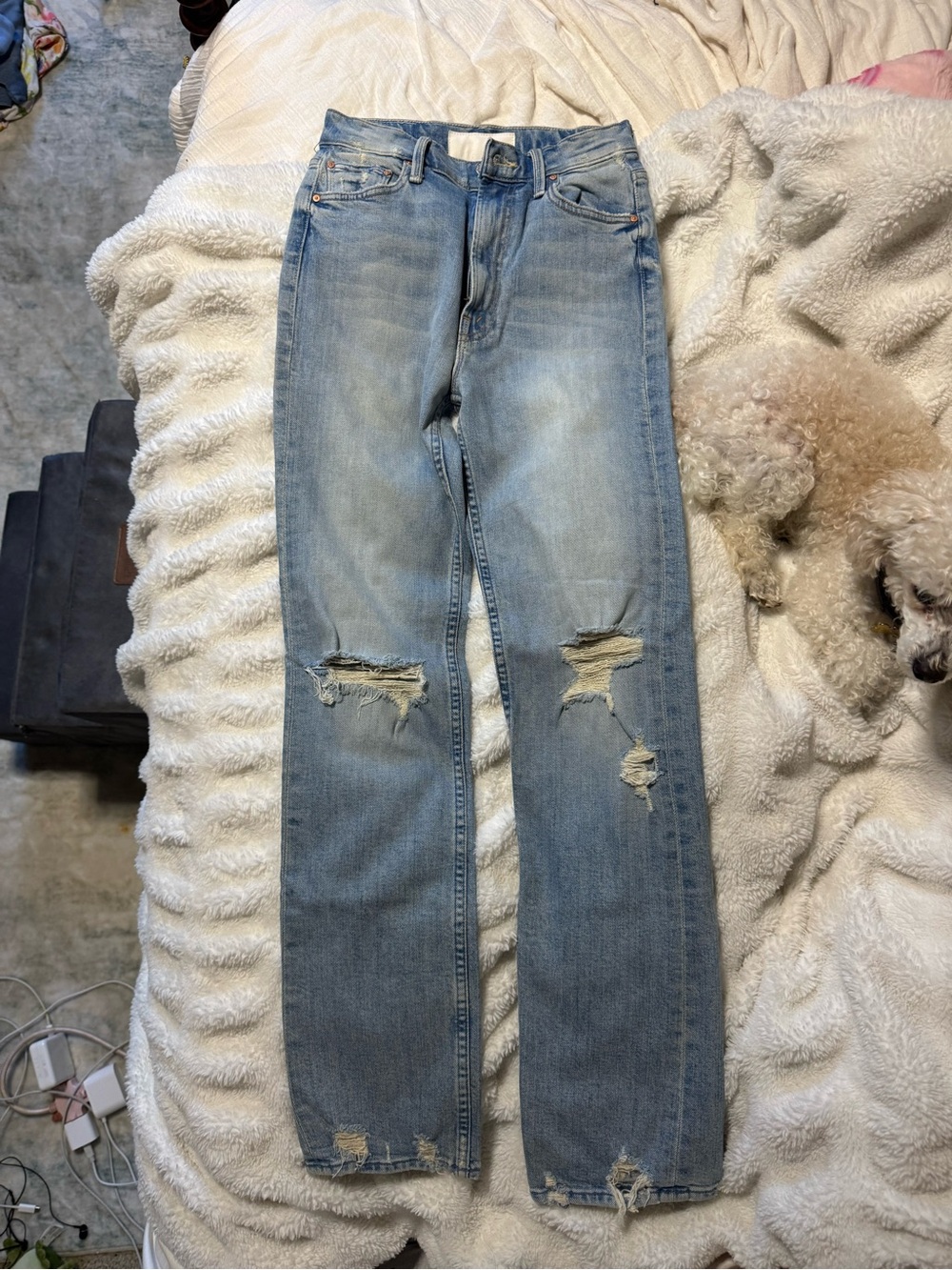 Mother High Waisted Rider Skimp Jeans The Confession Straight-Leg Jeans